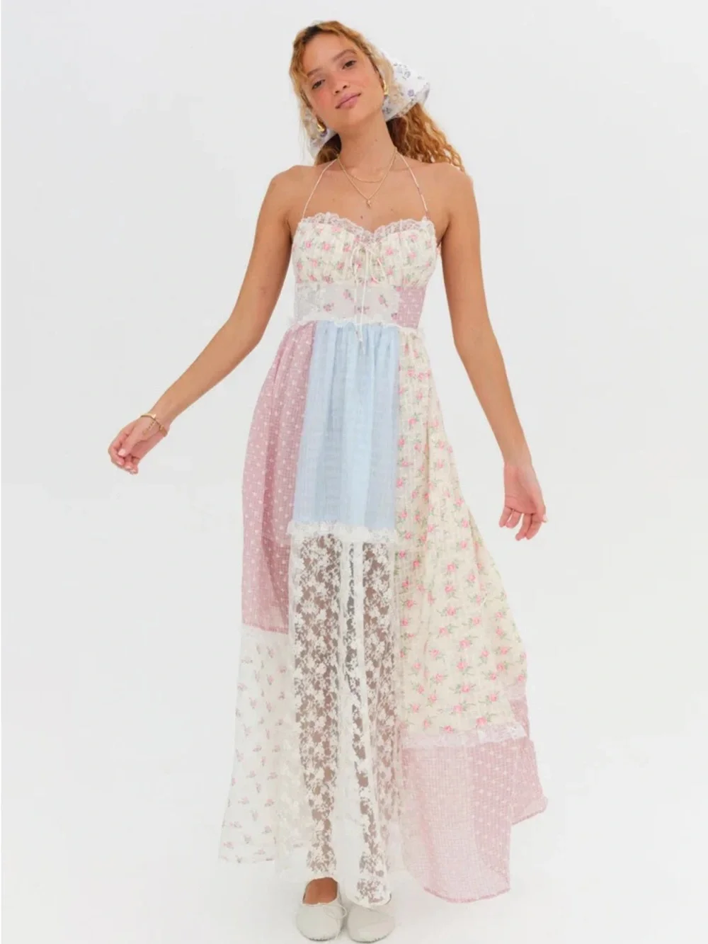 For Love & Lemons Elula Maxi Patchwork Dress - Picture 2 of 15